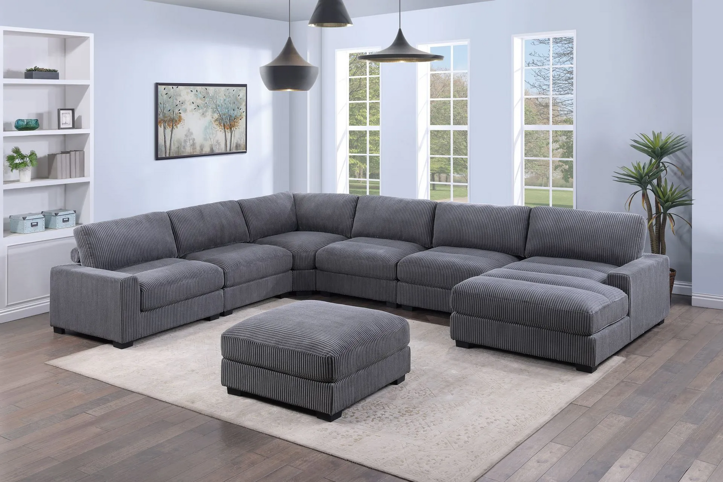 GRAY WIDE-WELT CORDUROY Modular Set