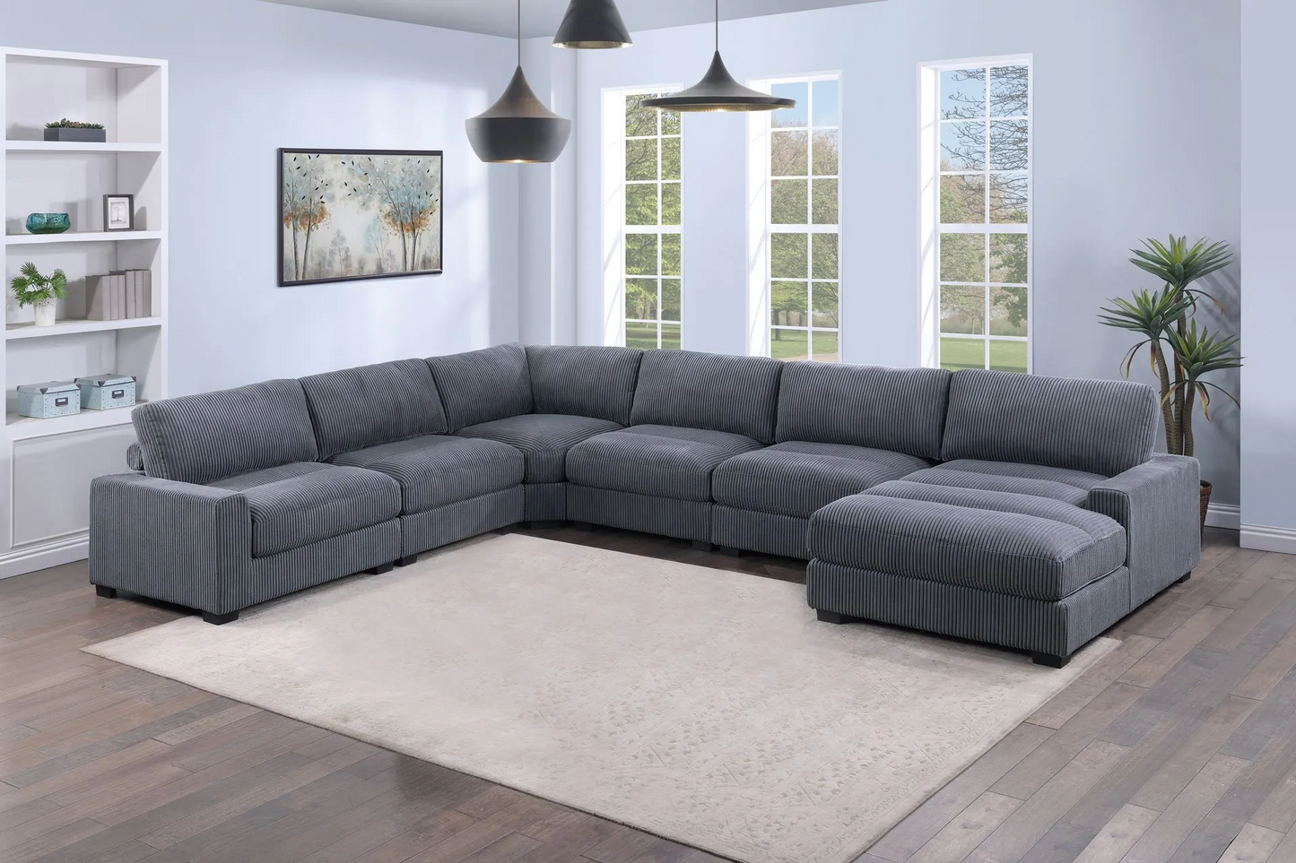 GRAY WIDE-WELT CORDUROY Modular Set
