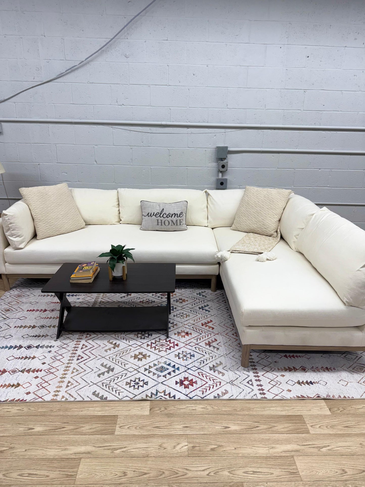 NEW West Elm Hargrove 2-Piece Bumper Chaise Sectional Sofa