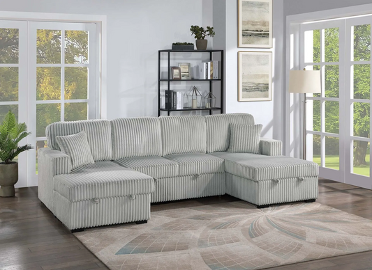 3-Piece Convertible Sectional (Sleeper Sofa & 2 Chaise Storage)