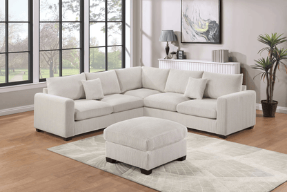 Corduroy Upholstery 2 Accent Pillows Cocktail Ottoman