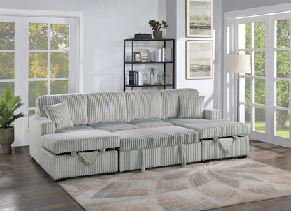 3-Piece Convertible Sectional (Sleeper Sofa & 2 Chaise Storage)