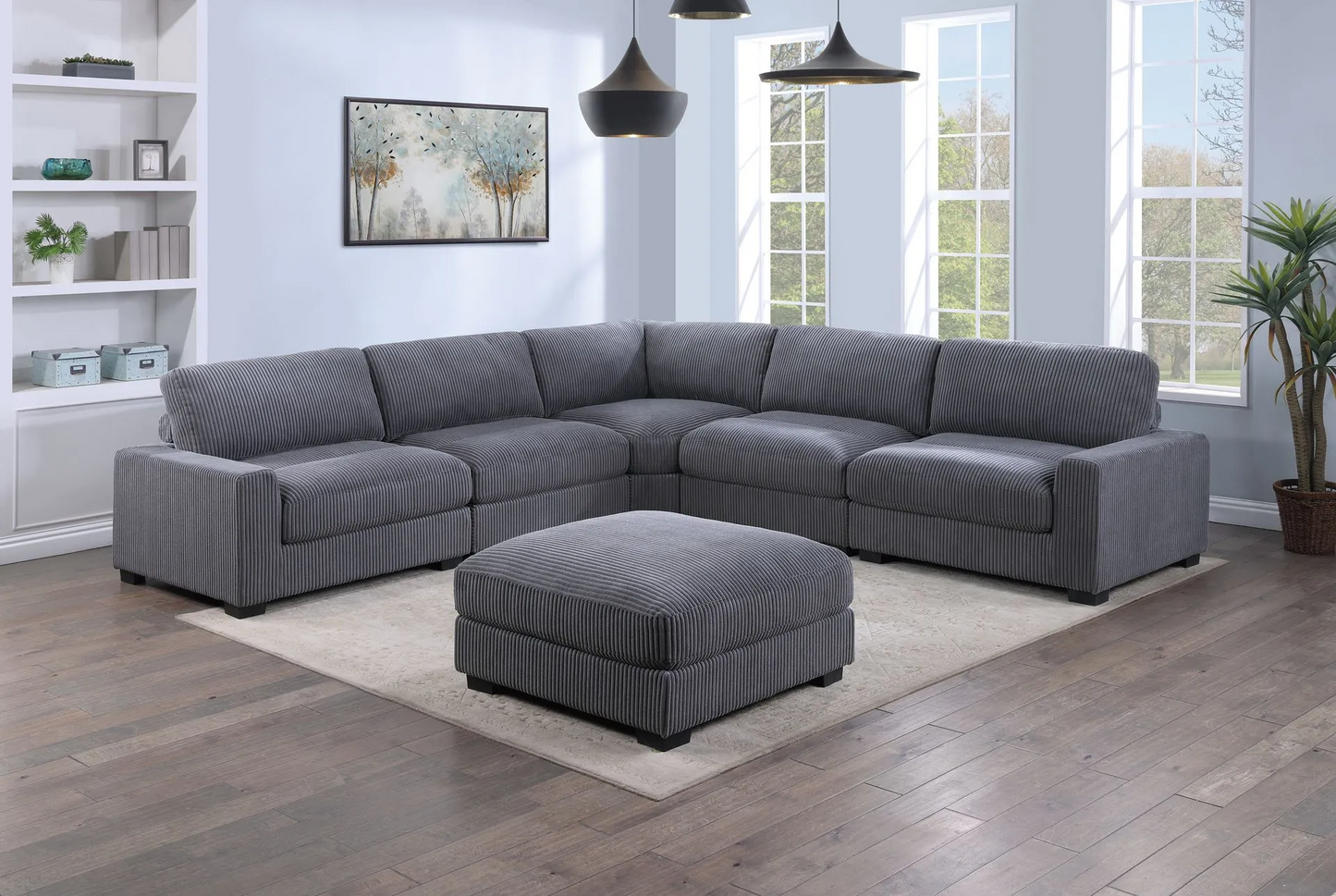 GRAY WIDE-WELT CORDUROY Modular Set