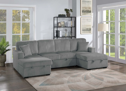3-Piece Convertible Sectional (Sleeper Sofa & 2 Chaise Storage)