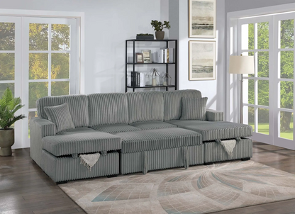 3-Piece Convertible Sectional (Sleeper Sofa & 2 Chaise Storage)