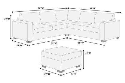 4-Piece Sectional W/ Ottoman