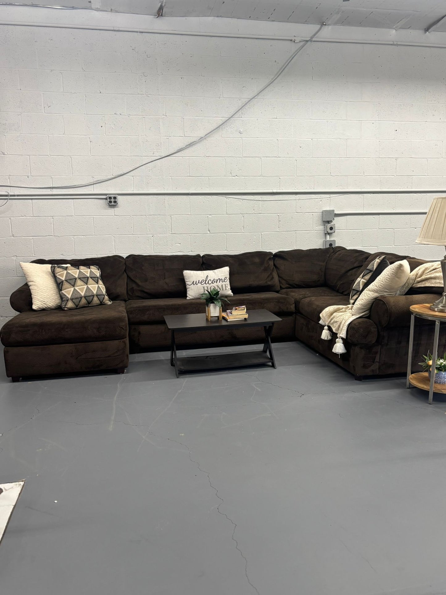 Ashley Furniture Oversized Sectional Sofa w/ Chaise – Plush Chocolate