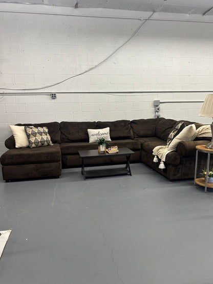 Ashley Furniture Oversized Sectional Sofa w/ Chaise – Plush Chocolate