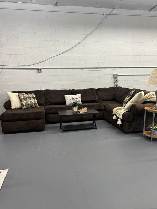 Ashley Furniture Oversized Sectional Sofa w/ Chaise – Plush Chocolate