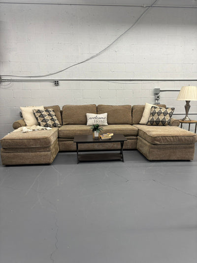 Rowe Double-Chaise Sectional – High-End Comfort & Plush Neutral Fabri