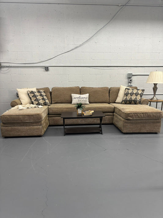 Rowe Double-Chaise Sectional – High-End Comfort & Plush Neutral Fabri