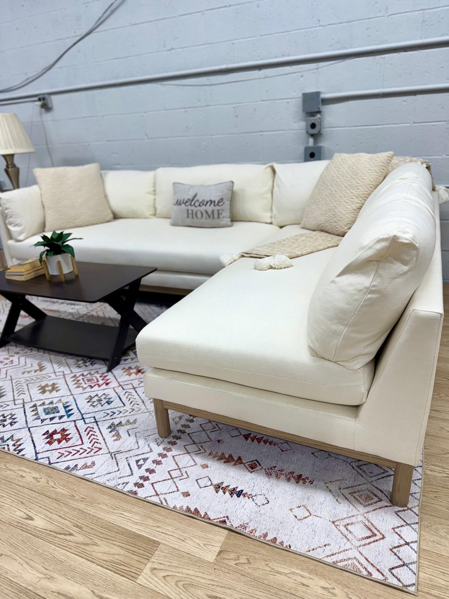 NEW West Elm Hargrove 2-Piece Bumper Chaise Sectional Sofa