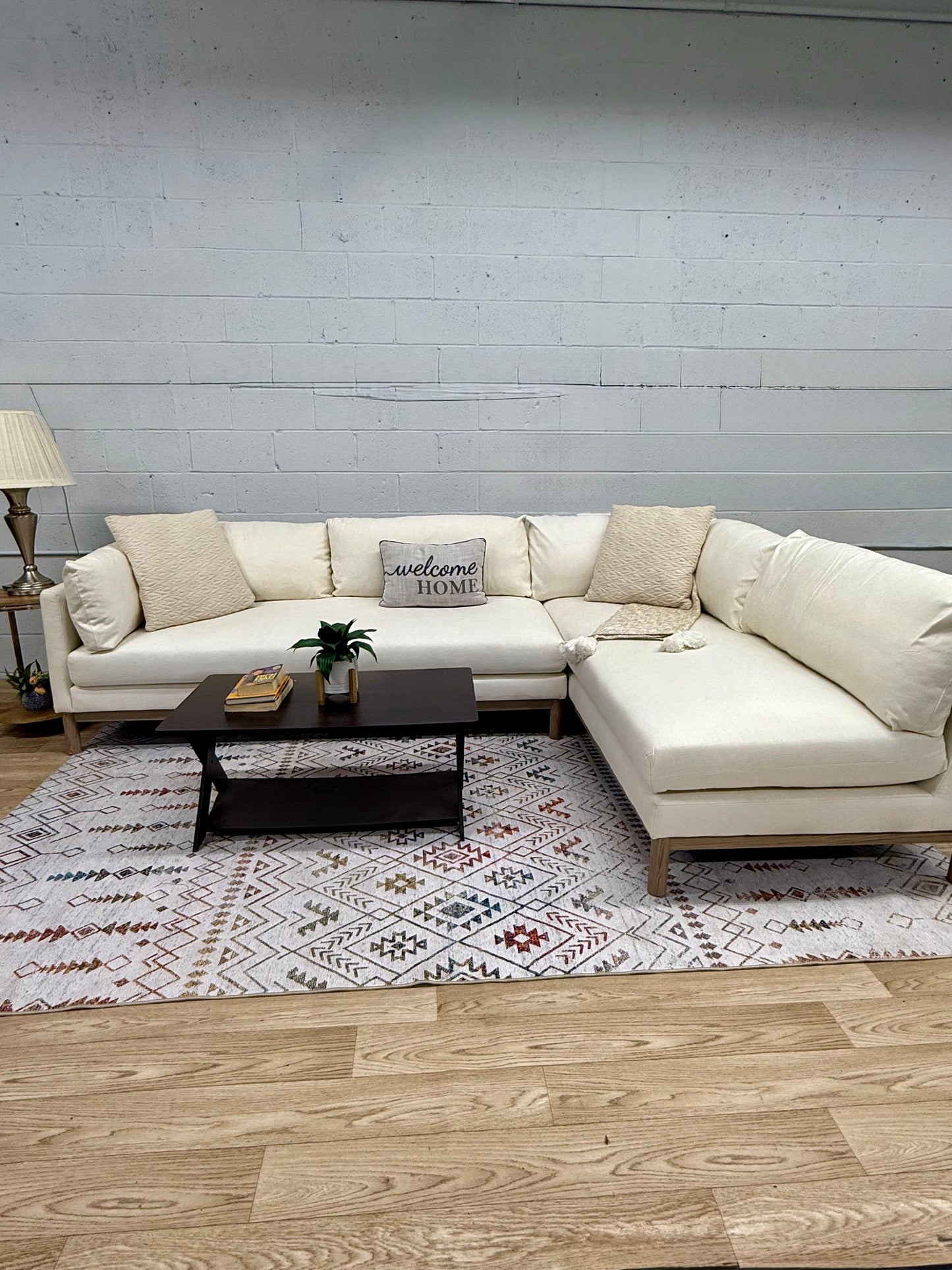 NEW West Elm Hargrove 2-Piece Bumper Chaise Sectional Sofa