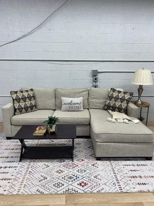 West Elm Henry 2-Piece Chaise Sectional – Oatmeal Linen Weave