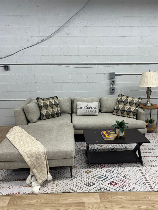 West Elm Andes 3-Piece Ottoman Sectional – Oatmeal Yarn-Dyed Weave