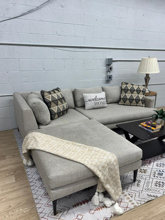 West Elm Andes 3-Piece Ottoman Sectional – Oatmeal Yarn-Dyed Weave