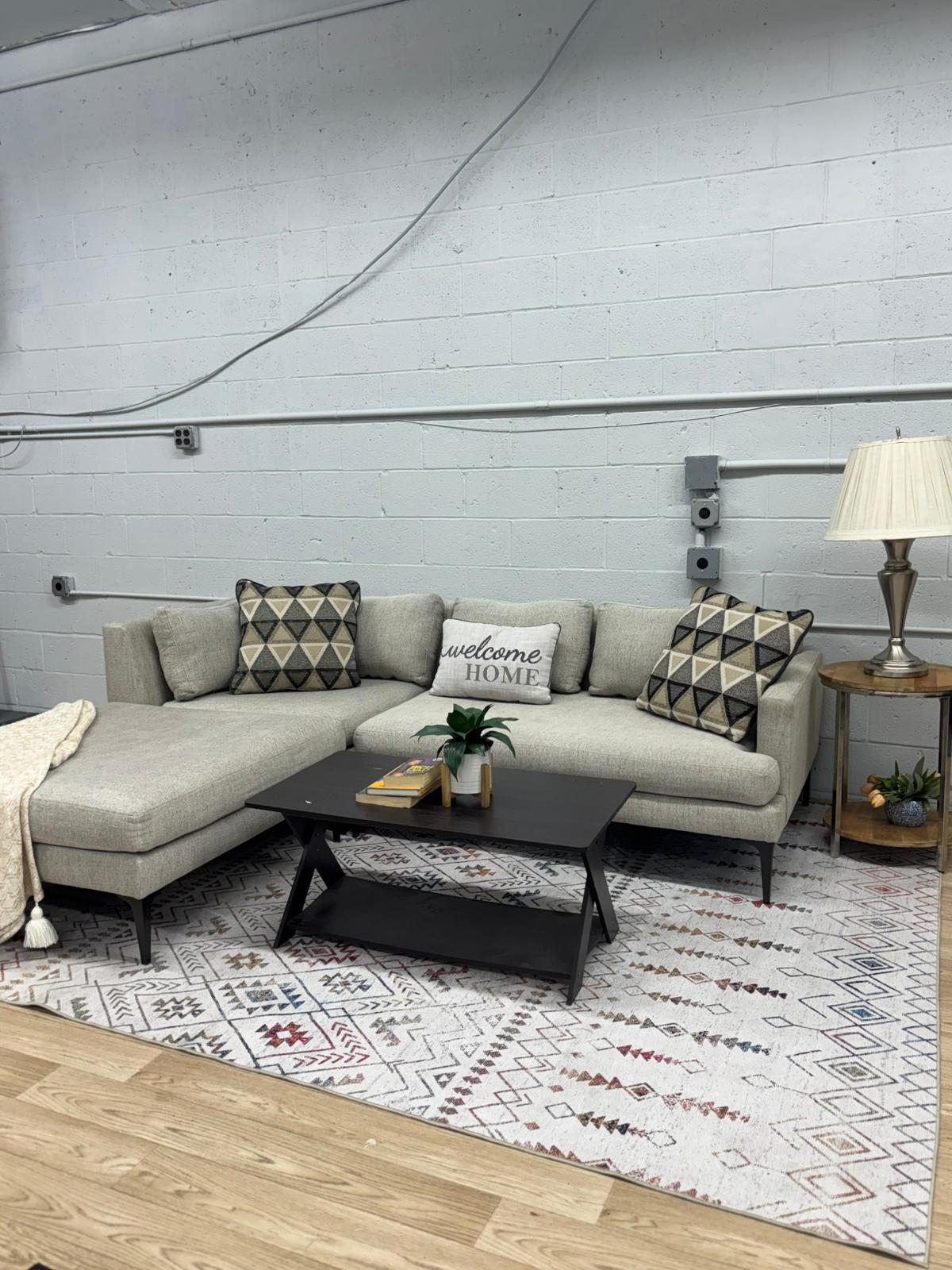 West Elm Andes 3-Piece Ottoman Sectional – Oatmeal Yarn-Dyed Weave