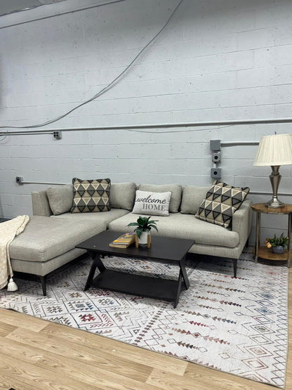 West Elm Andes 3-Piece Ottoman Sectional – Oatmeal Yarn-Dyed Weave