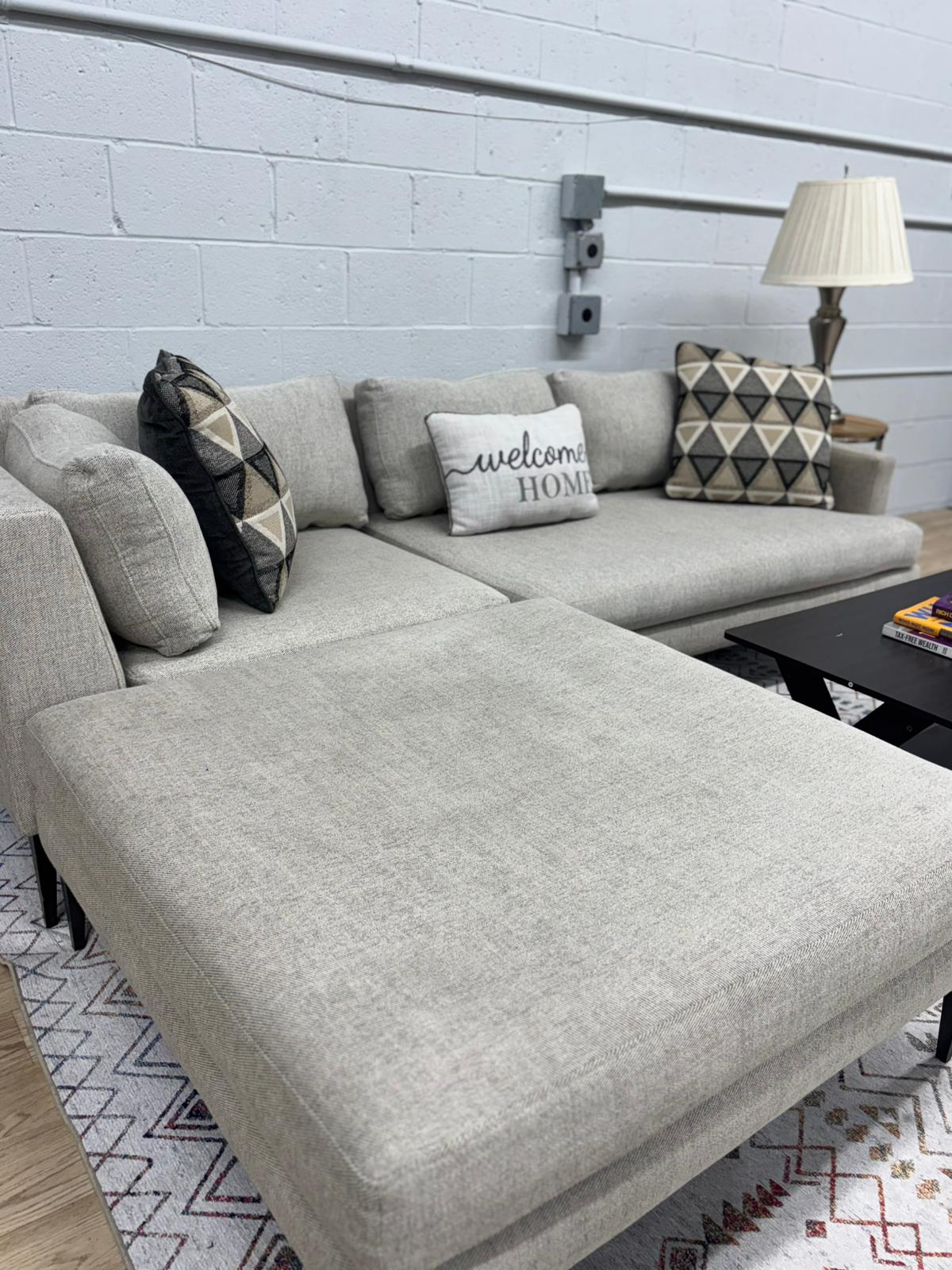 West Elm Andes 3-Piece Ottoman Sectional – Oatmeal Yarn-Dyed Weave