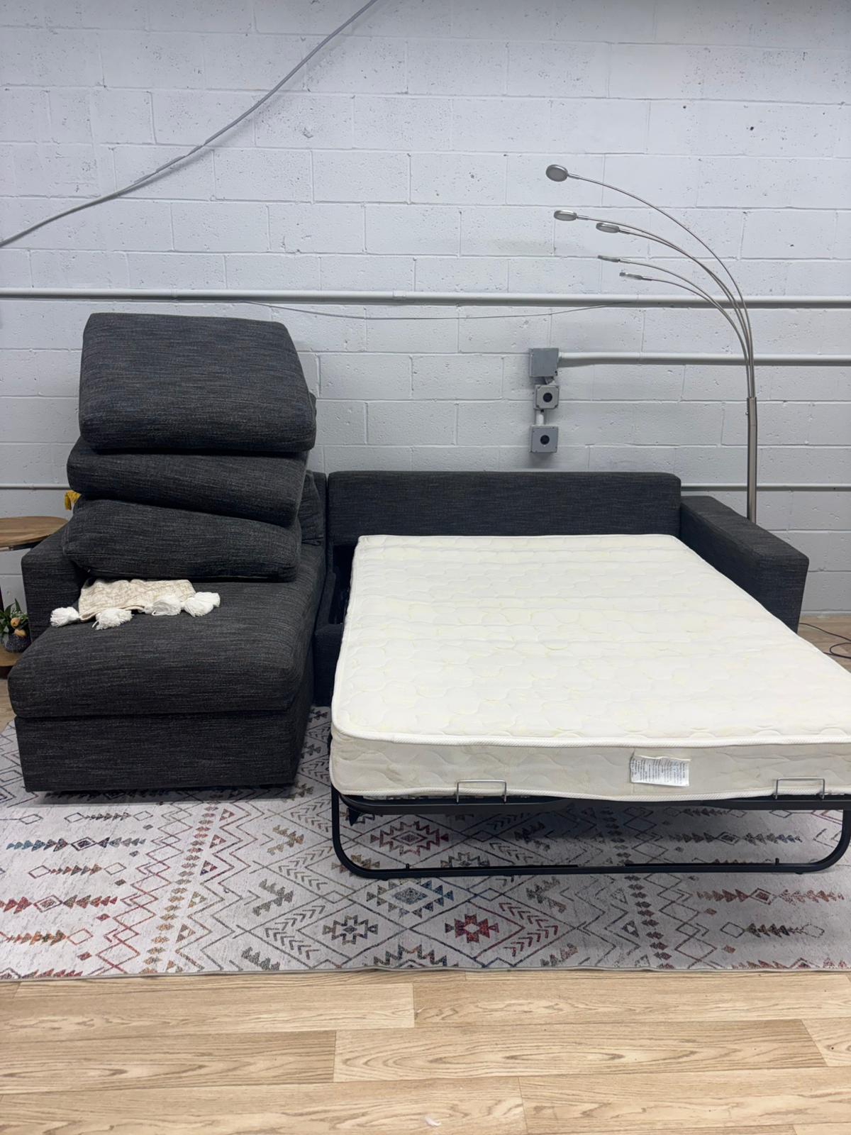 West Elm Urban 2-Piece Sleeper Sectional w/ Storage Chaise – Basket Weave, Midnight