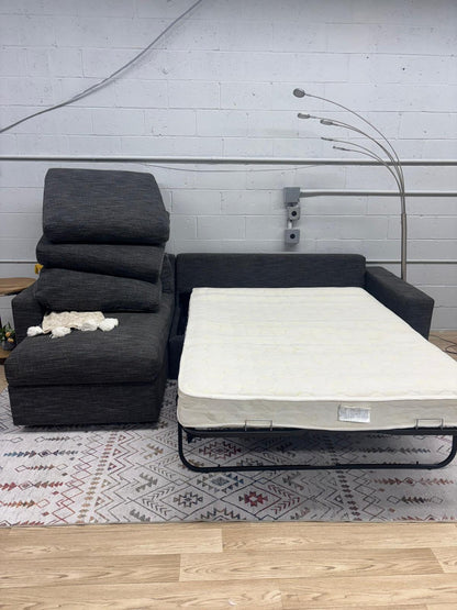 West Elm Urban 2-Piece Sleeper Sectional w/ Storage Chaise – Basket Weave, Midnight