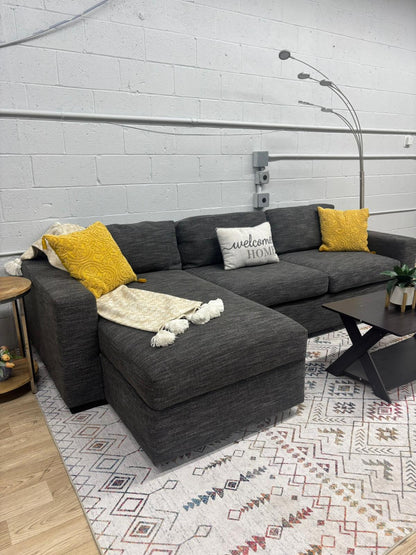 West Elm Urban 2-Piece Sleeper Sectional w/ Storage Chaise – Basket Weave, Midnight