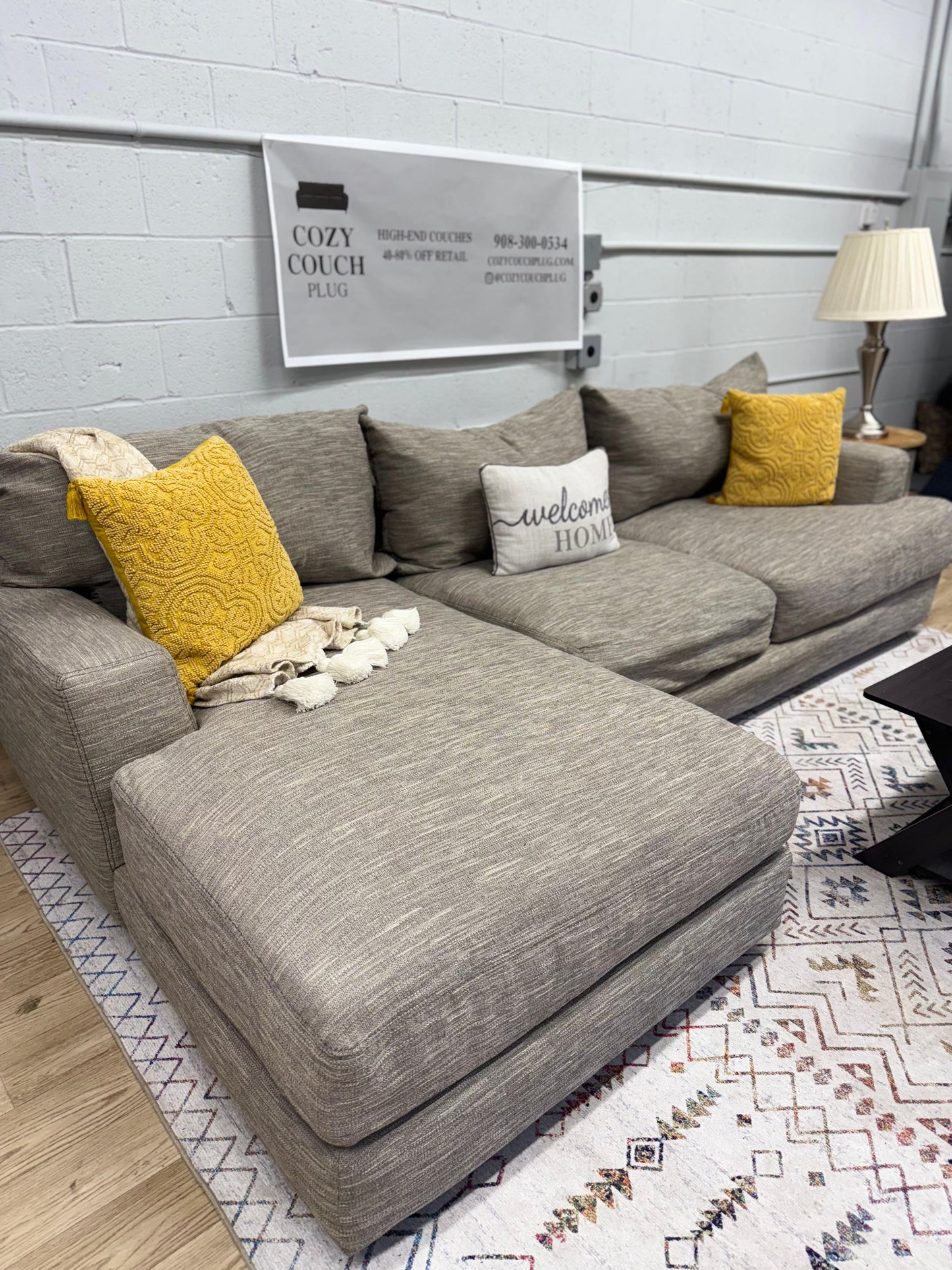 Modern Gray 2-Piece Sectional Sofa w/ Chaise