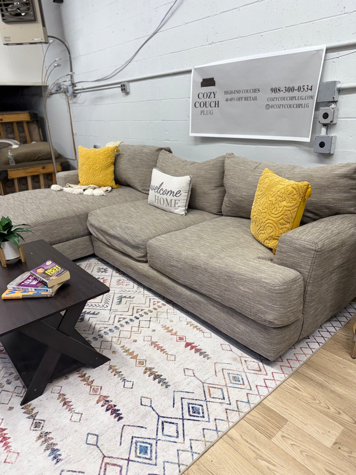Modern Gray 2-Piece Sectional Sofa w/ Chaise
