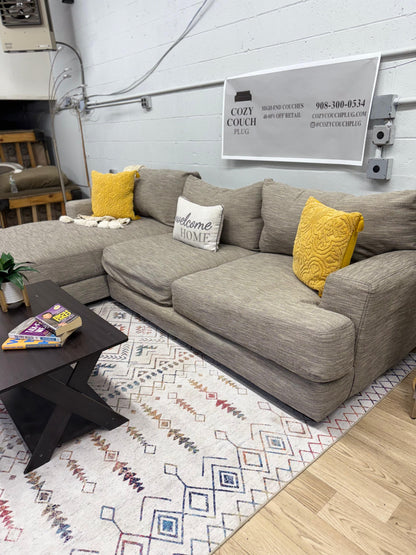 Modern Gray 2-Piece Sectional Sofa w/ Chaise
