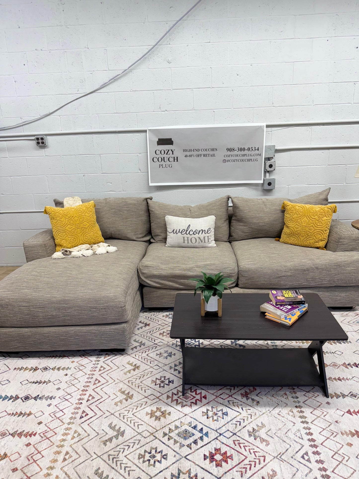 Modern Gray 2-Piece Sectional Sofa w/ Chaise