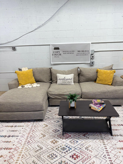 Modern Gray 2-Piece Sectional Sofa w/ Chaise