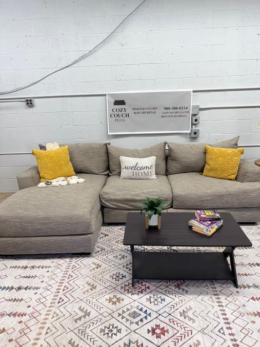 Modern Gray 2-Piece Sectional Sofa w/ Chaise