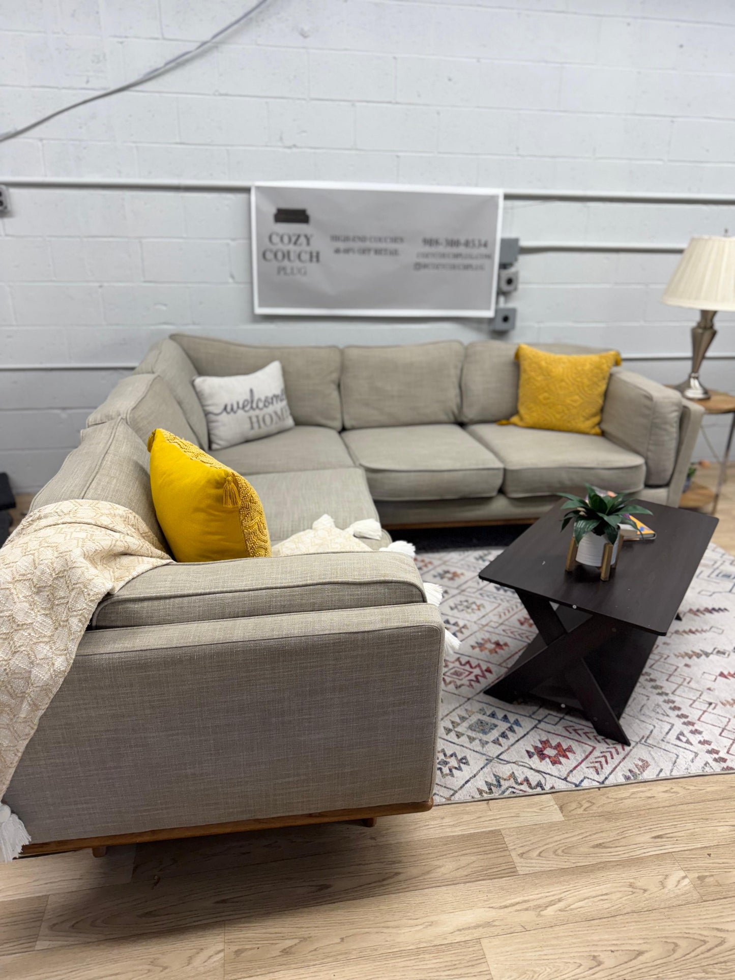Article Timber 93” Corner Sectional – Pebble Gray